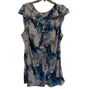 Roz & Ali Blue and White Paisley Blouse